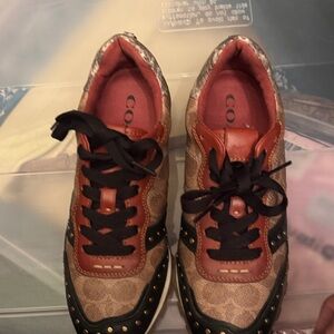 Coach Women's Tan and Black Sneakers